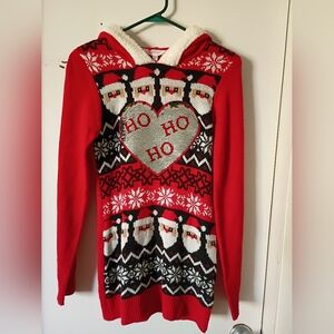 No Boundaries Red and White Knit Sweater